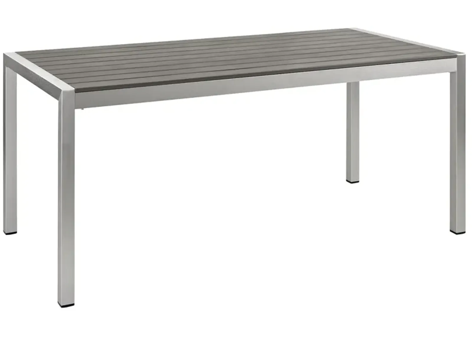 Modway - Shore Outdoor Patio Aluminum Dining Table Silver Gray