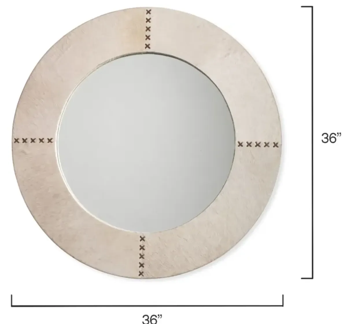 Round Cross Stitch Mirror, White Hide