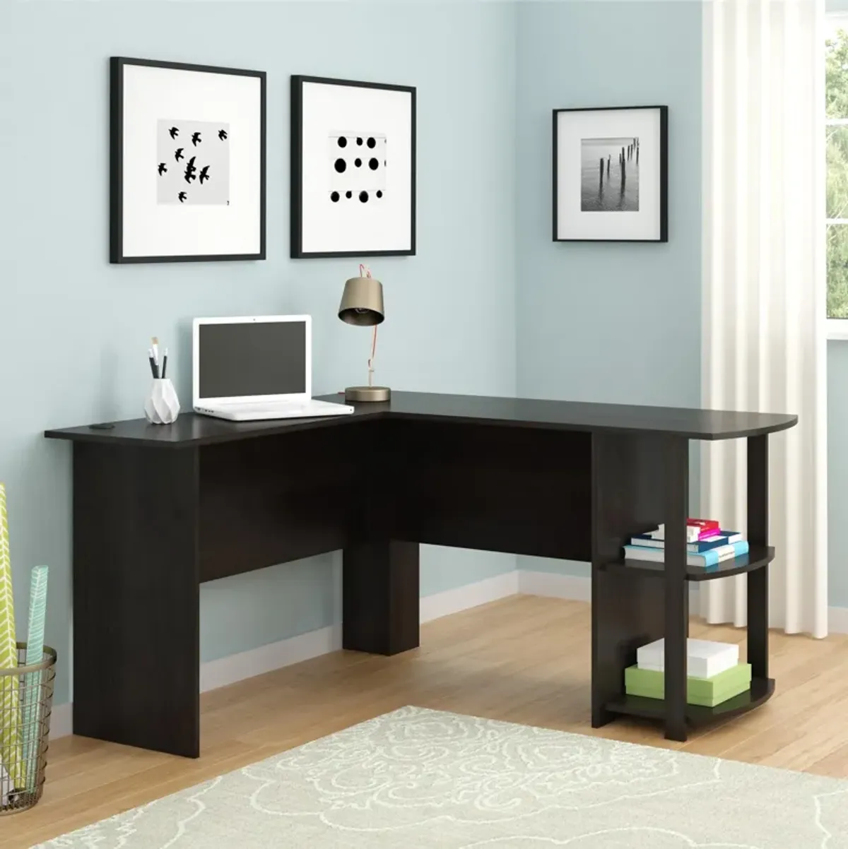 Dakota L Desk with Bookshelves