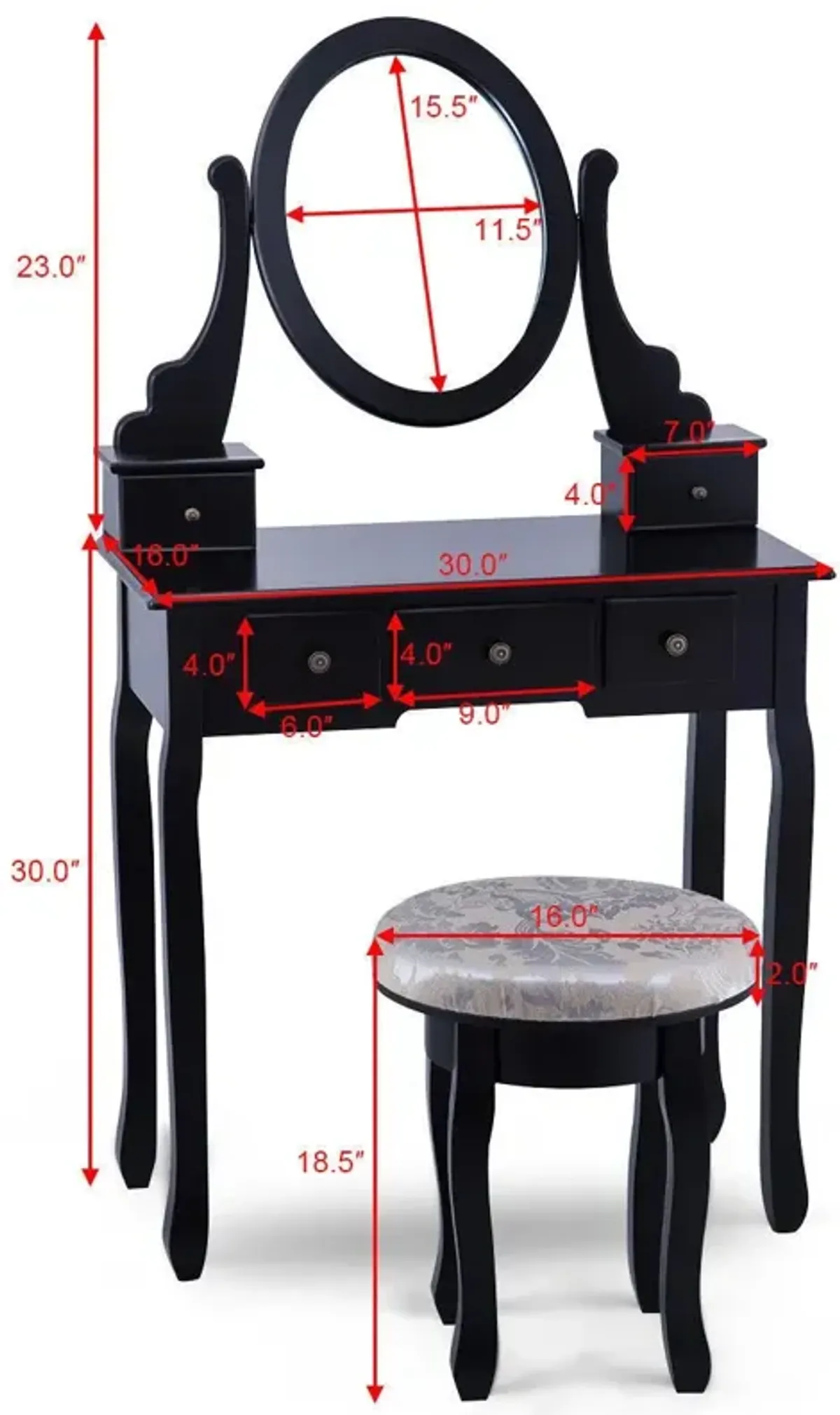 Vanity Makeup Table Set Bedroom Furniture with Padded Stool