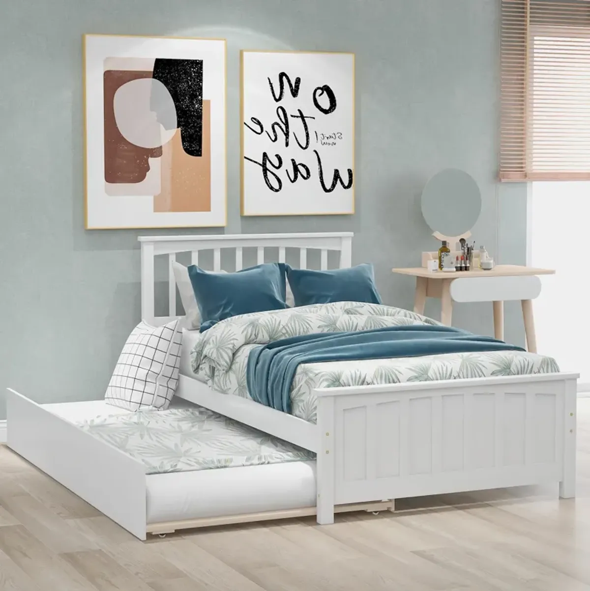 Merax Twin size Platform Bed with Trundle