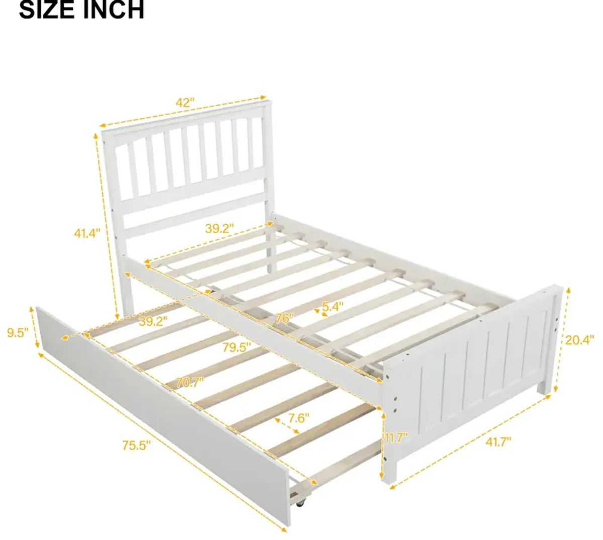 Merax Twin size Platform Bed with Trundle