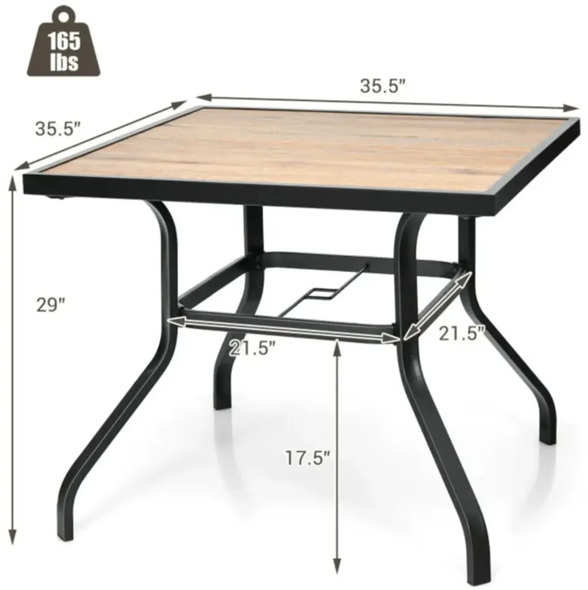 Hivvago Patio Metal Square Dining Table for Garden and Poolside