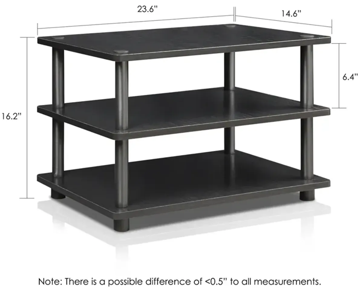 Turn-N-Tube Easy Assembly 3-Tier Corner TV Stand, Blackwood