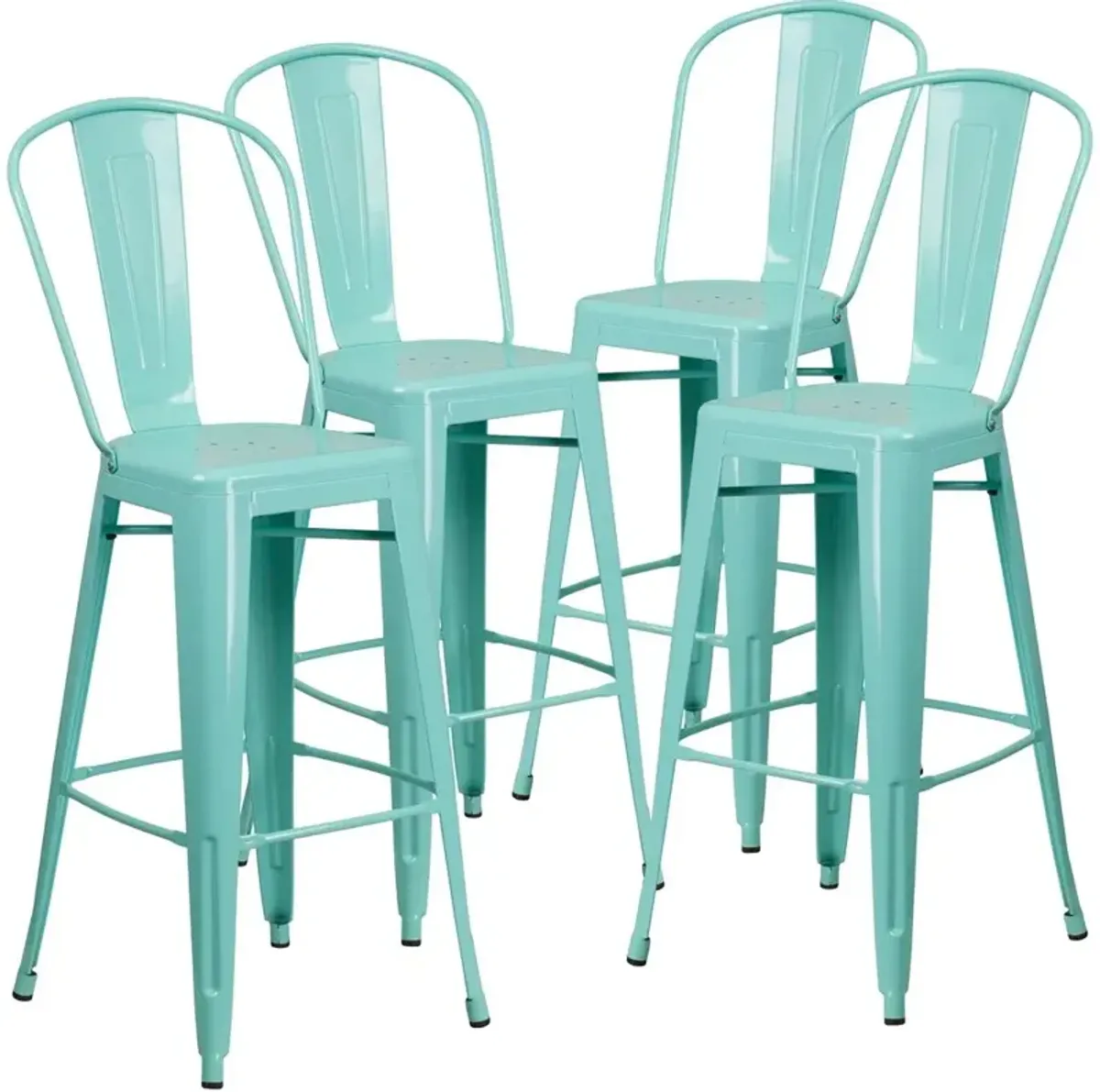 Flash Furniture 4 Pk. 30'' High Mint Green Metal Indoor-Outdoor Barstool with Back