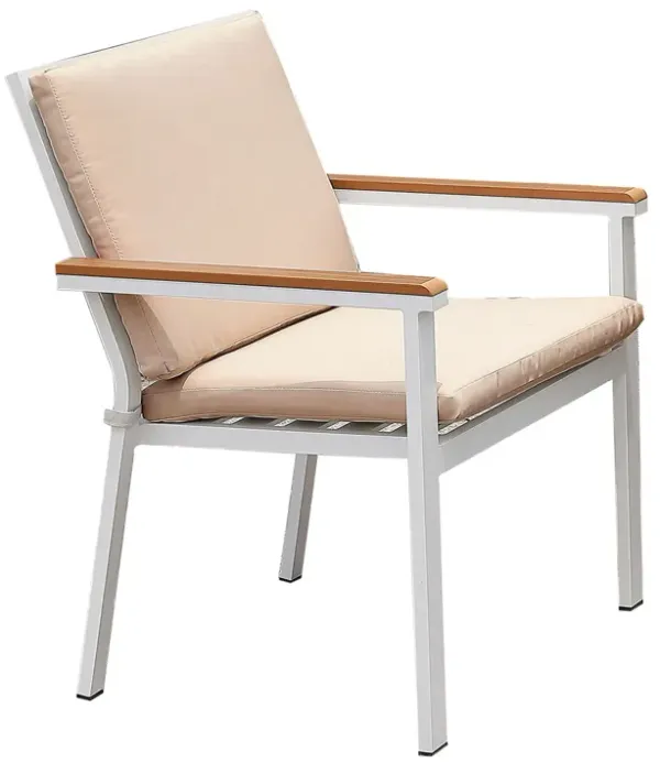 27 Inch Aluminum Frame Arm Chair, Outdoor, Cushions, Set of 2, White, Pink-Benzara