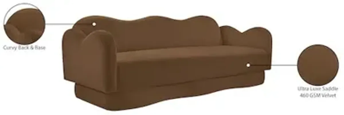 Meridian Furniture Bloom Saddle Velvet Sofa