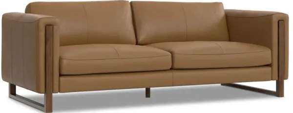 Richard Modern, Contemporary 83 inch Wide Sofa in Butternut Brown Genuine Leather