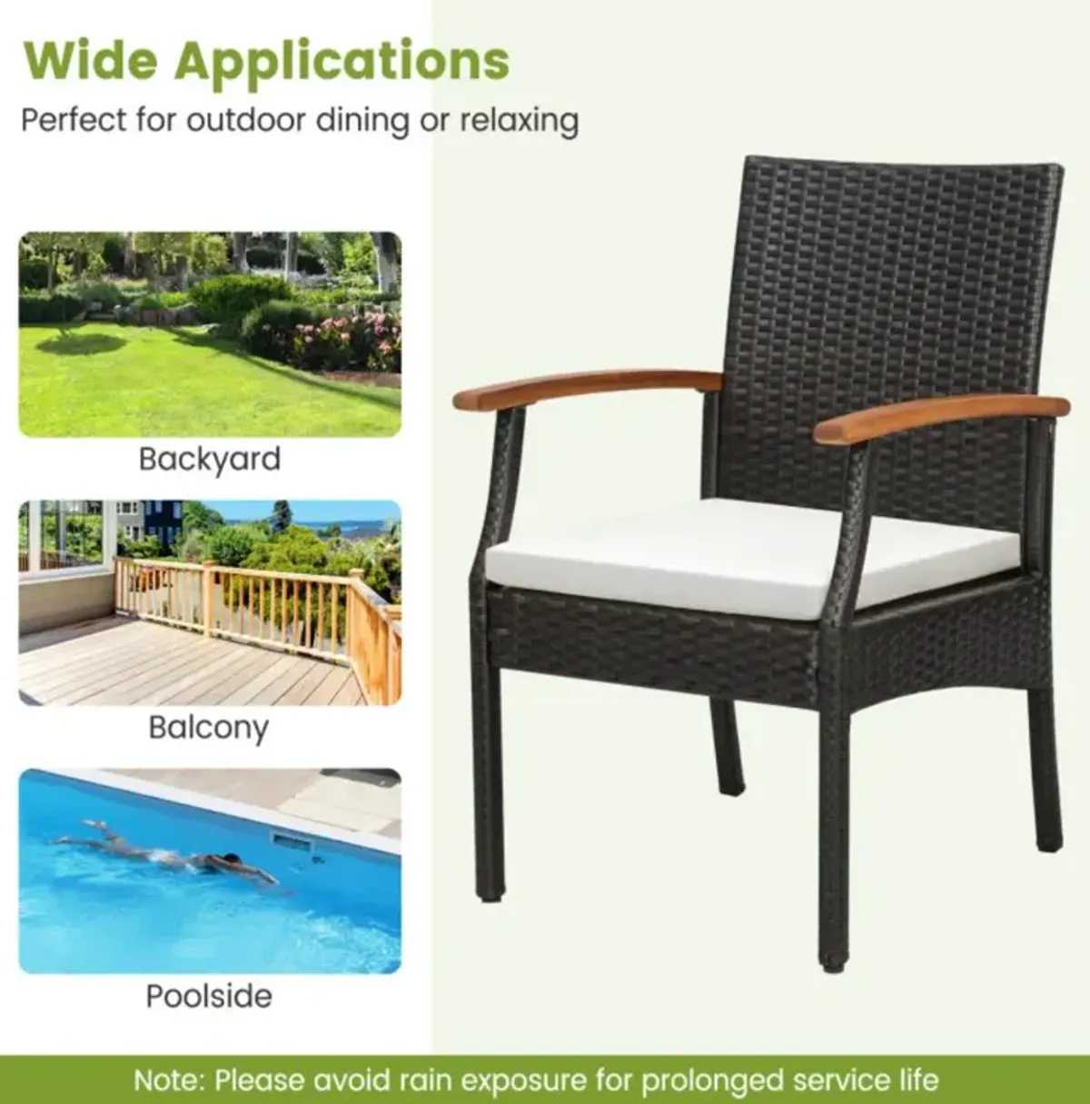 Hivvago 5 Pieces Patio Wicker Chair and Dining Table Set with Umbrella Hole