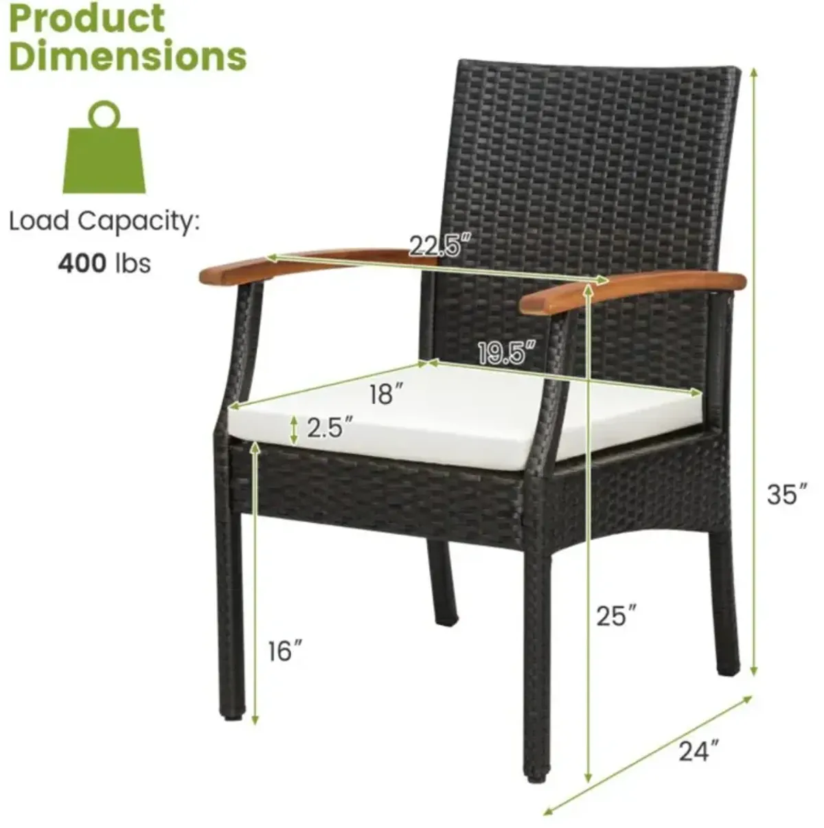 Hivvago 5 Pieces Patio Wicker Chair and Dining Table Set with Umbrella Hole