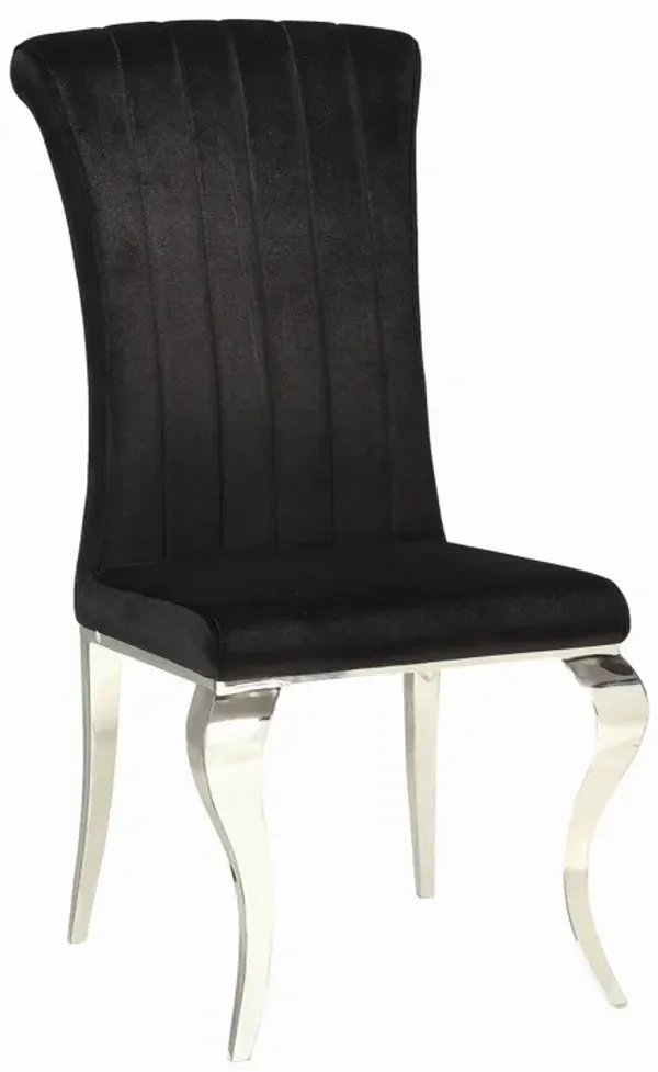 Metal Dining Chair with Cabriole Front Legs, Set of 4, Black and Chrome-Benzara