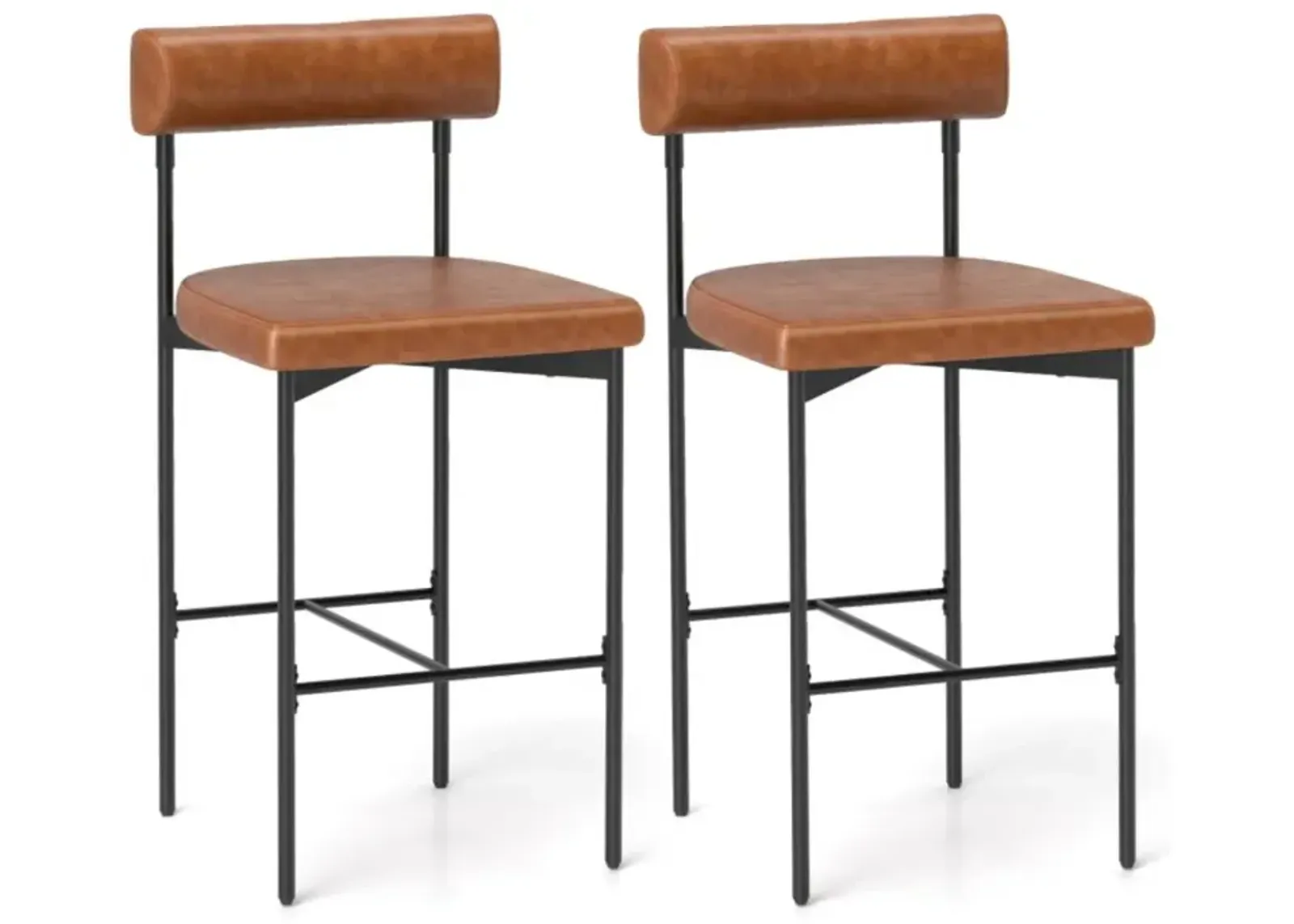 Hivvago 20 Inch Upholstered Bar Stools Set of 2 Counter Height Bar Chairs with  Backrest