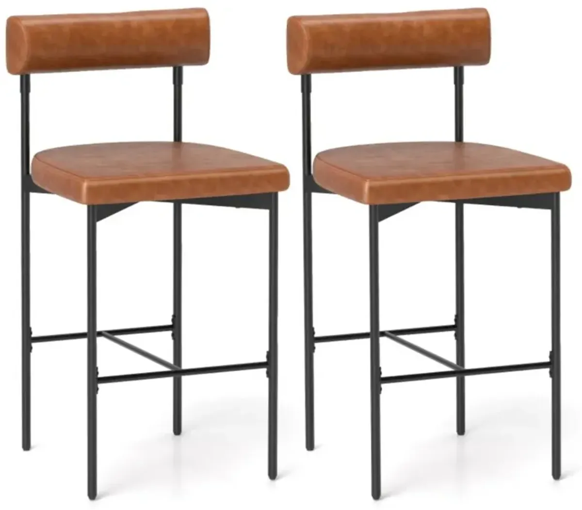 Hivvago 20 Inch Upholstered Bar Stools Set of 2 Counter Height Bar Chairs with  Backrest