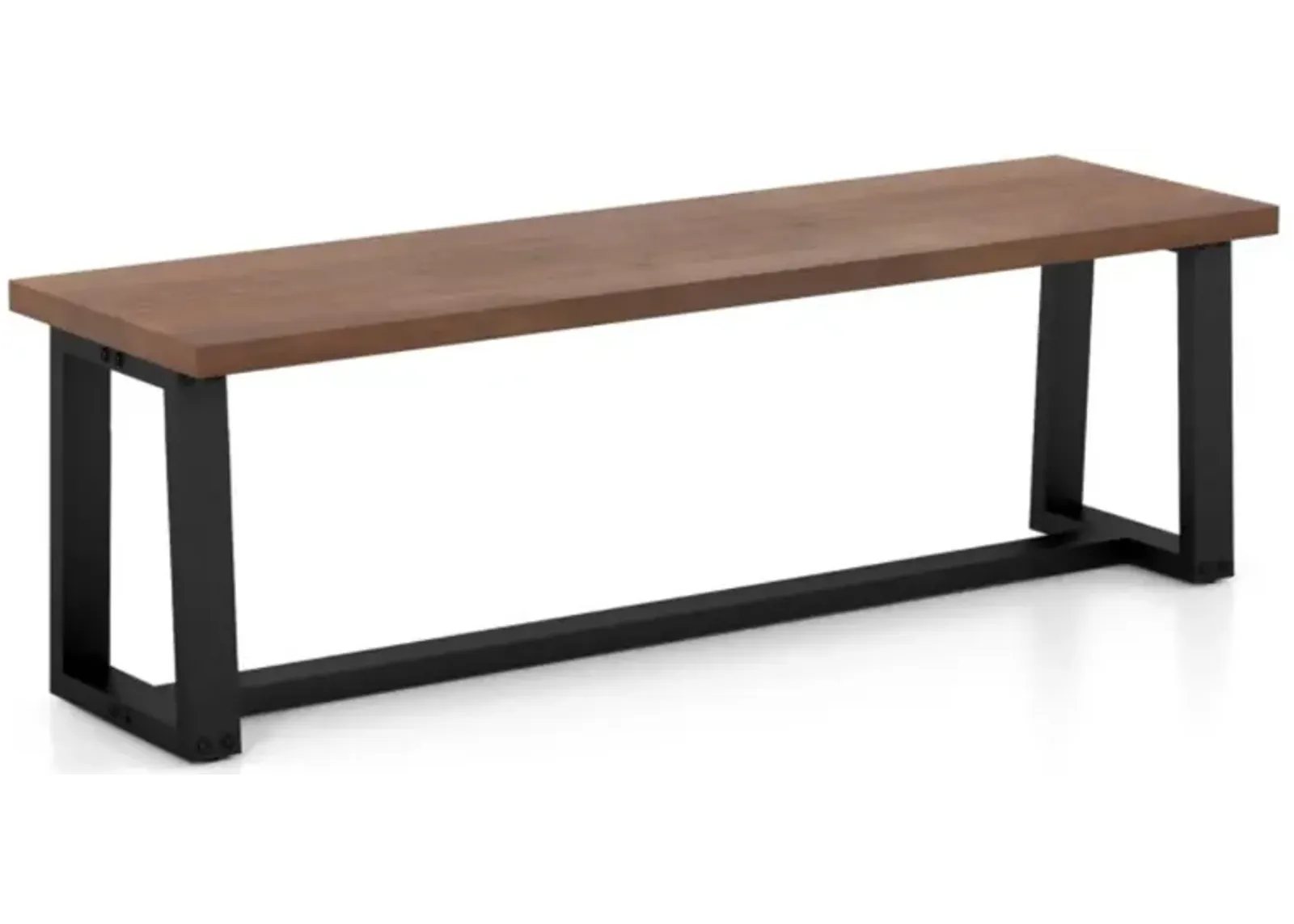 Hivvago Wood Dining Bench with Metal Frame and Adjustable Footpads-Coffee