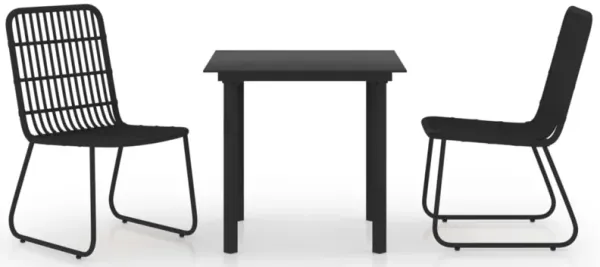 vidaXL 3 Piece Outdoor Dining Set Poly Rattan and Glass