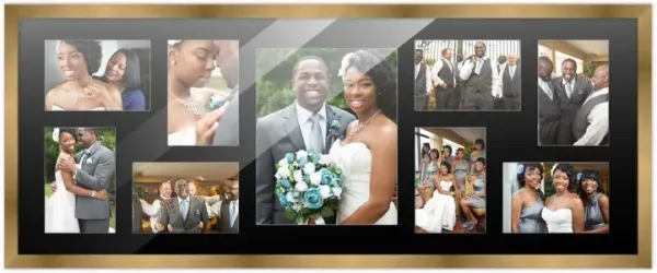 12x32 Wood Collage Frame with a Black Mat for 8x10 & 4x6 Pictures