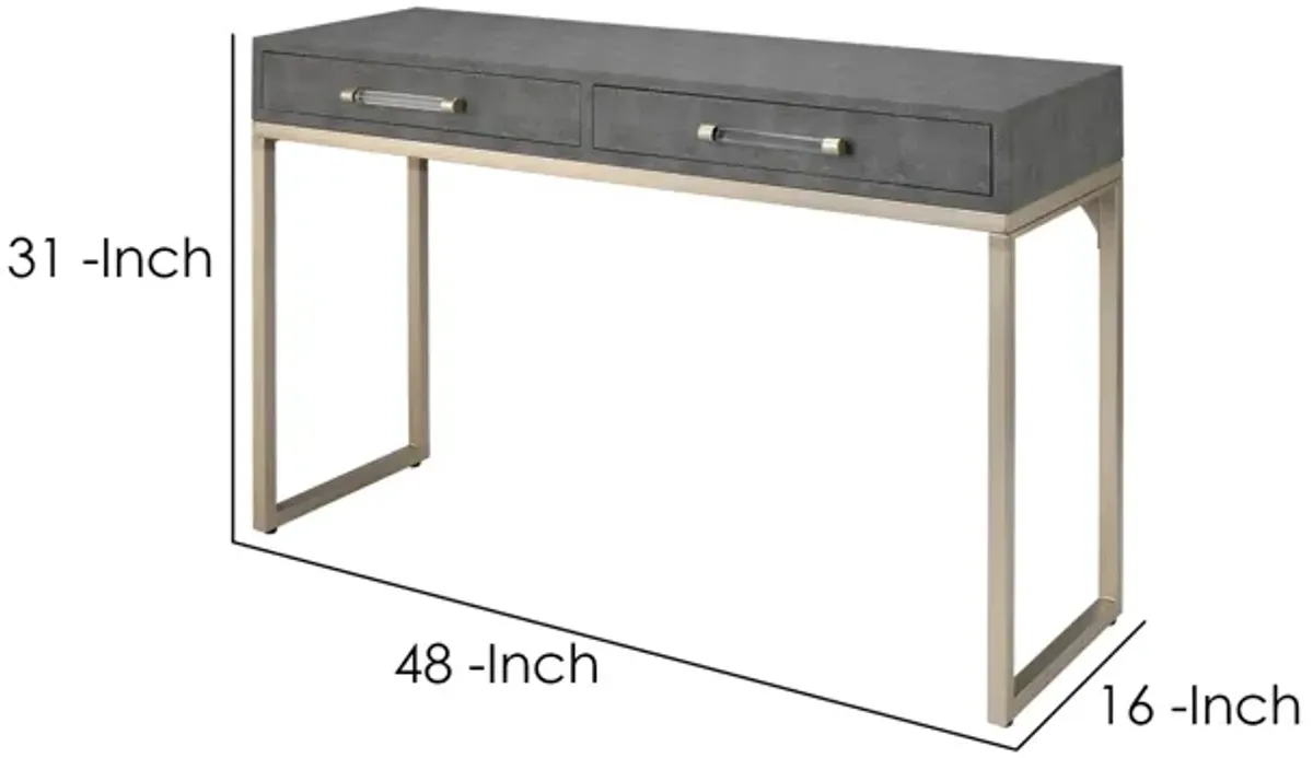 Console Table with Two Drawers and Metal Base, Gray-Benzara