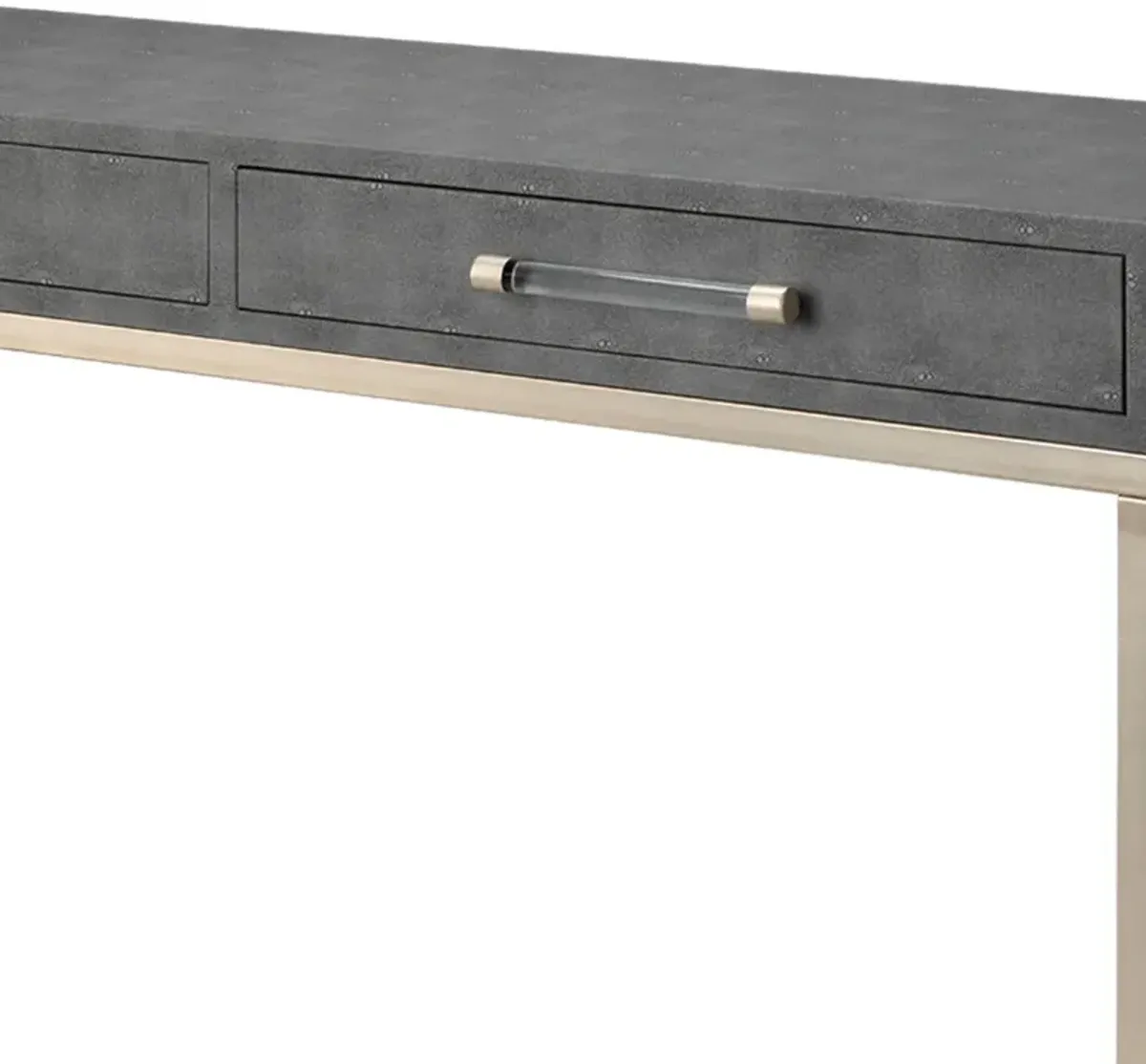 Console Table with Two Drawers and Metal Base, Gray-Benzara