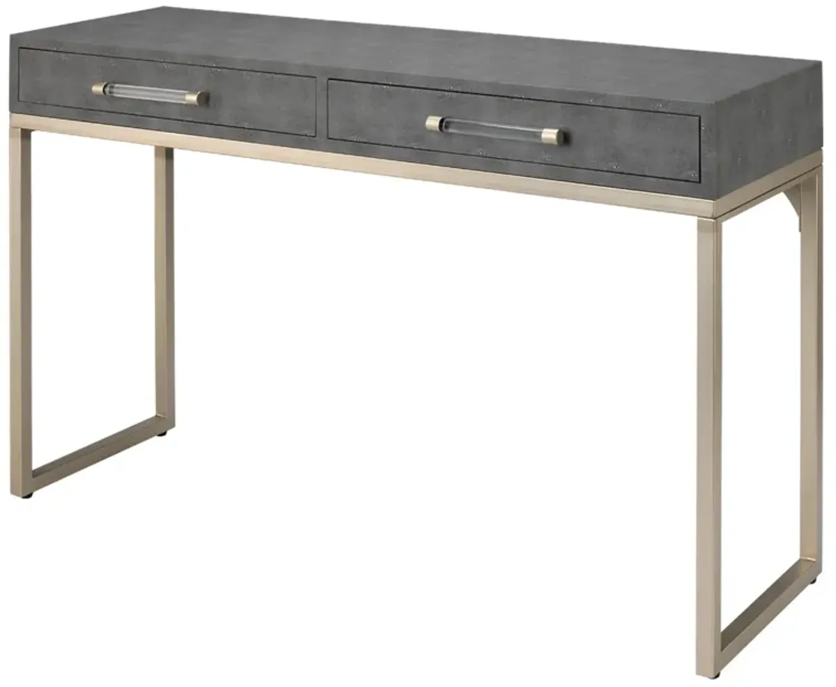 Console Table with Two Drawers and Metal Base, Gray-Benzara