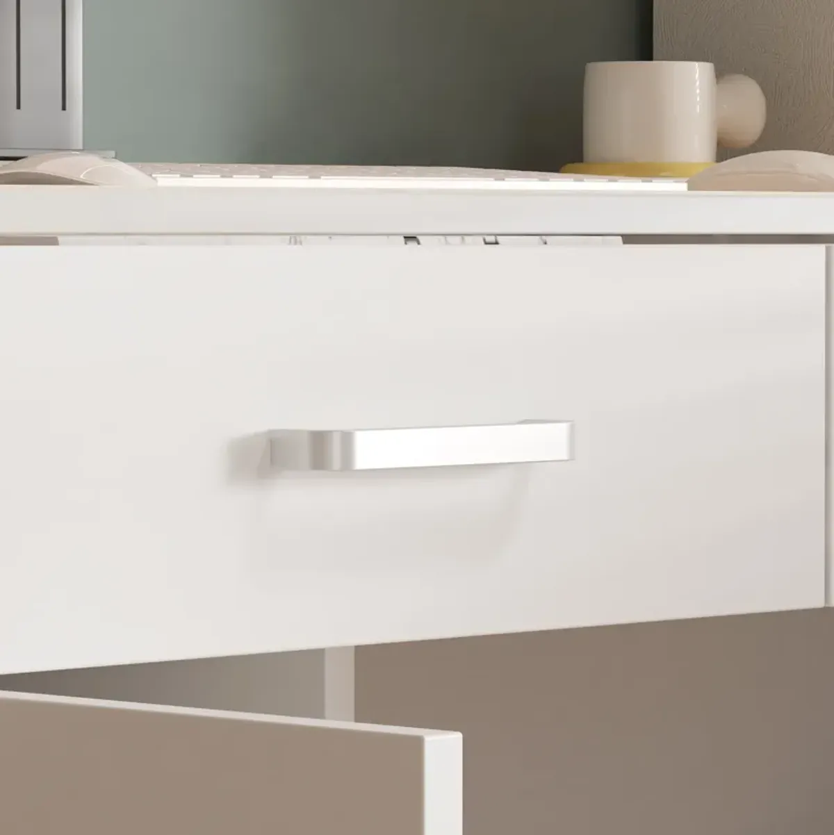 FUFU&GAGA 53.9-in White Modern/Contemporary Student Desk Hutch Included