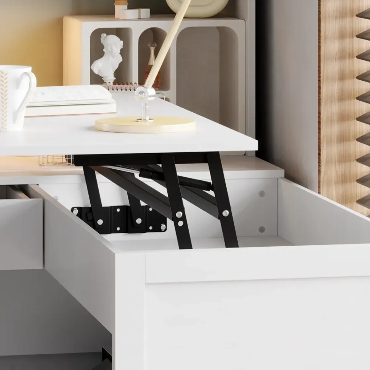 FUFU&GAGA 53.9-in White Modern/Contemporary Student Desk Hutch Included