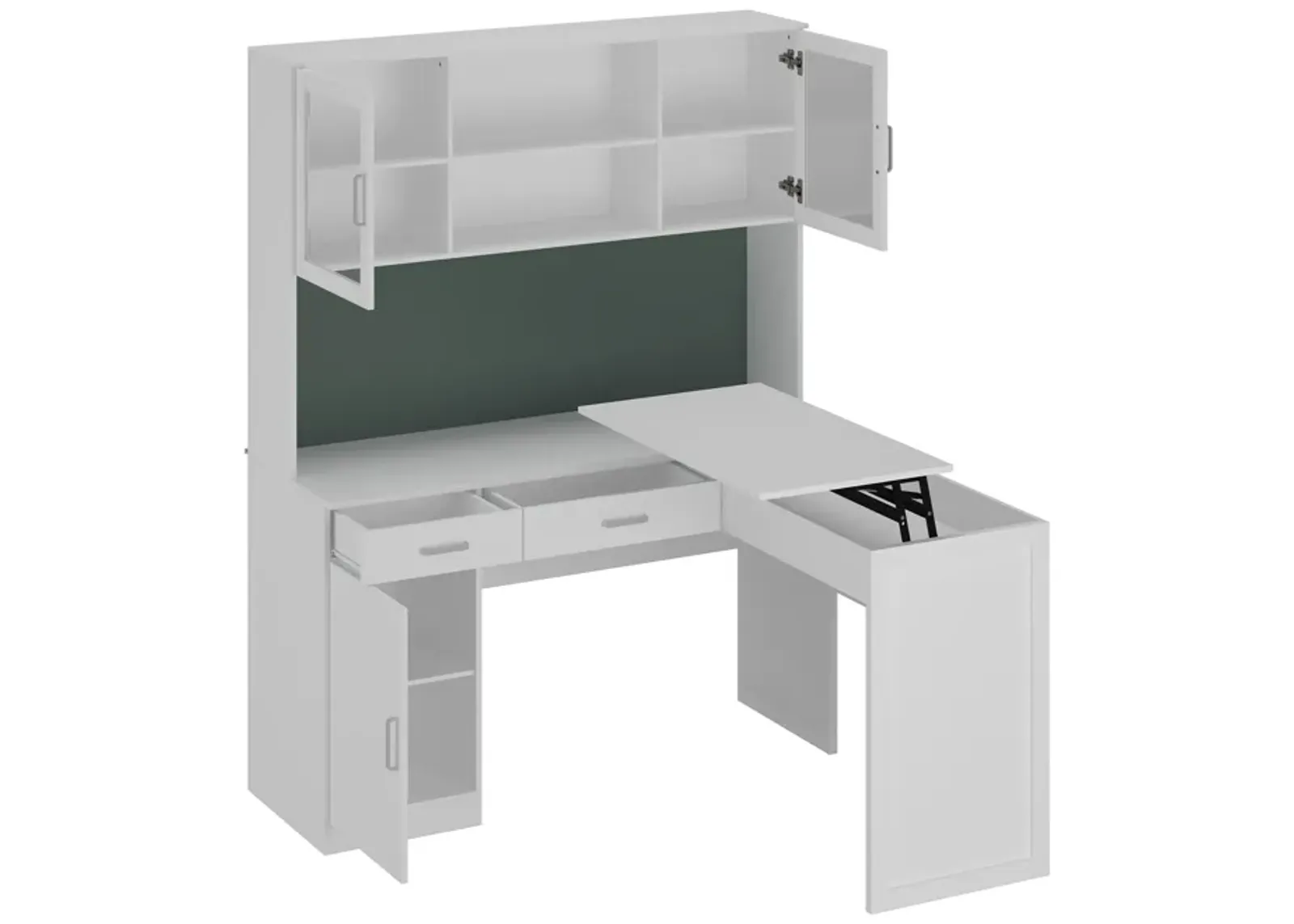 FUFU&GAGA 53.9-in White Modern/Contemporary Student Desk Hutch Included