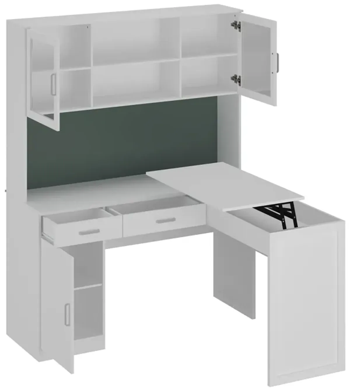 FUFU&GAGA 53.9-in White Modern/Contemporary Student Desk Hutch Included