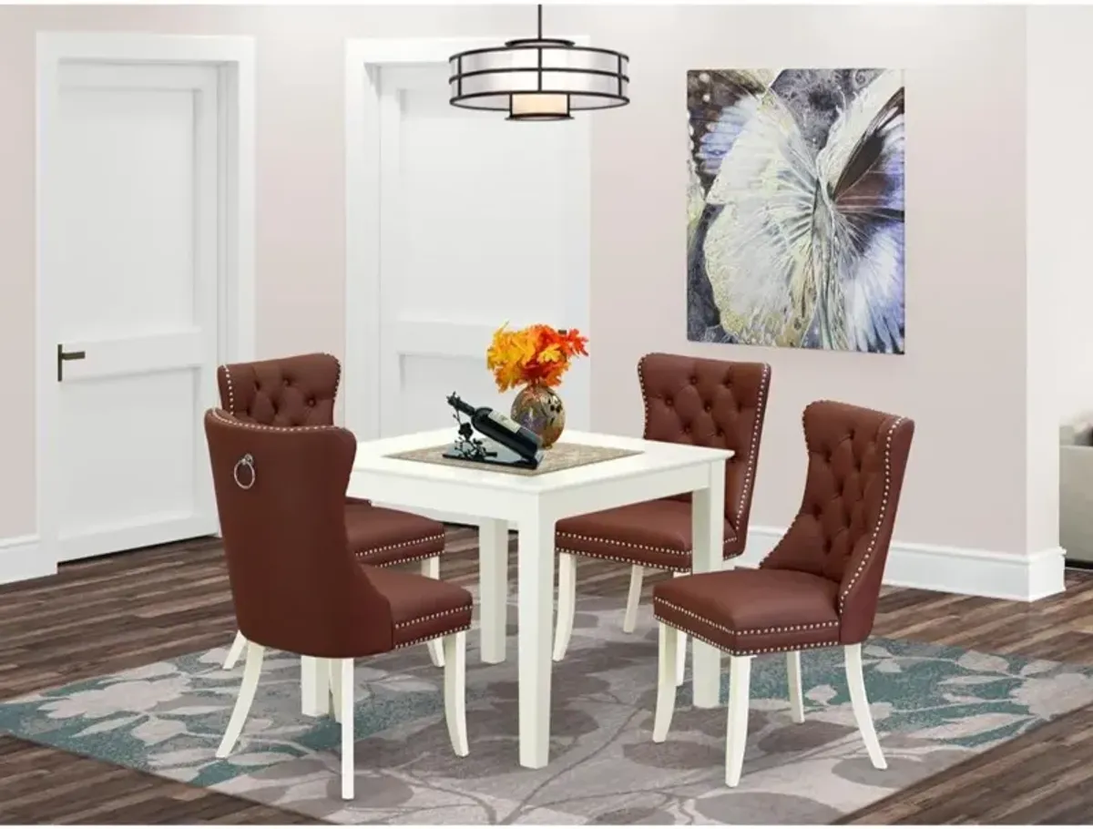 5 Piece Dining Room Furniture Set Consists of a Square Kitchen Dining Table