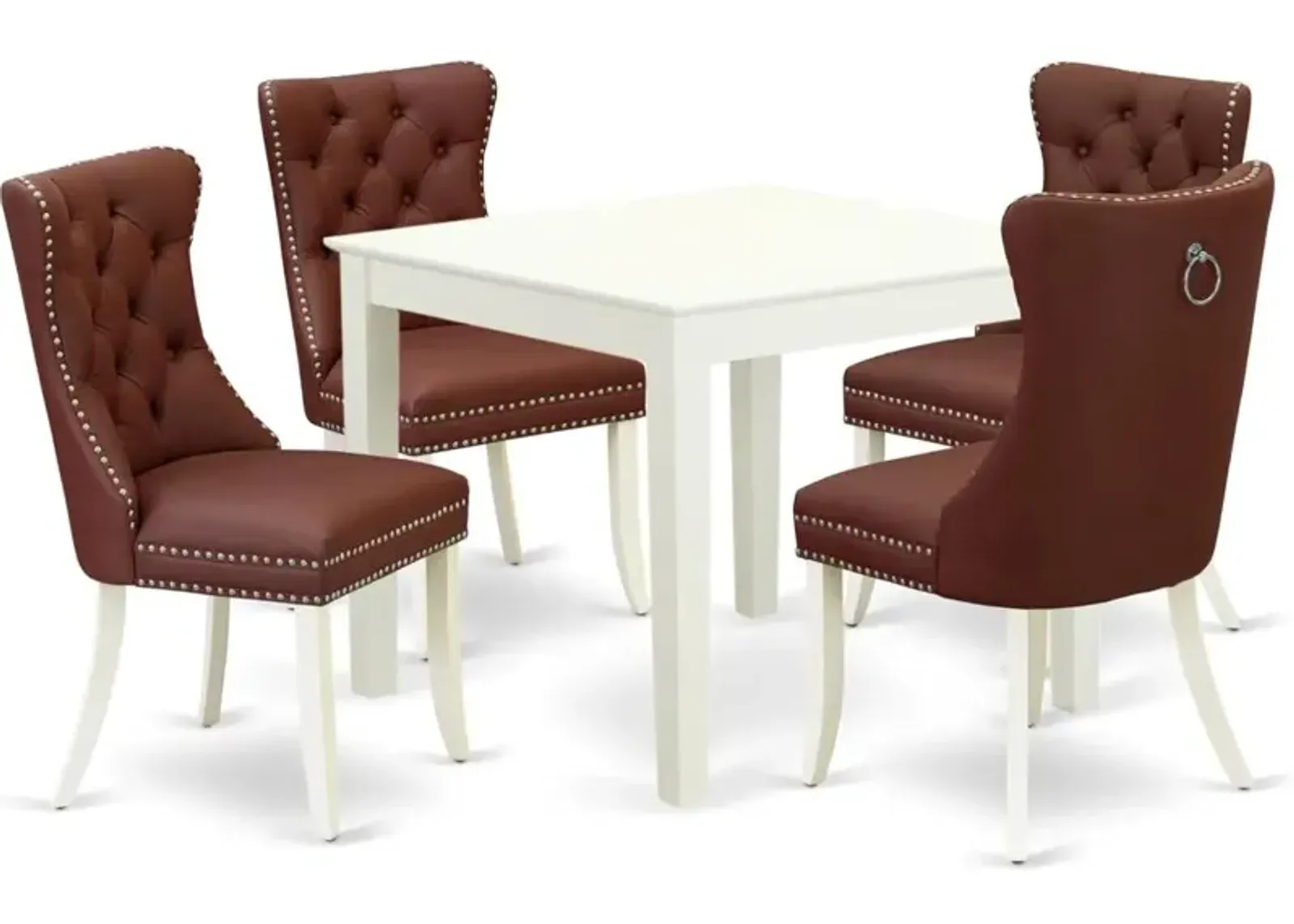 5 Piece Dining Room Furniture Set Consists of a Square Kitchen Dining Table