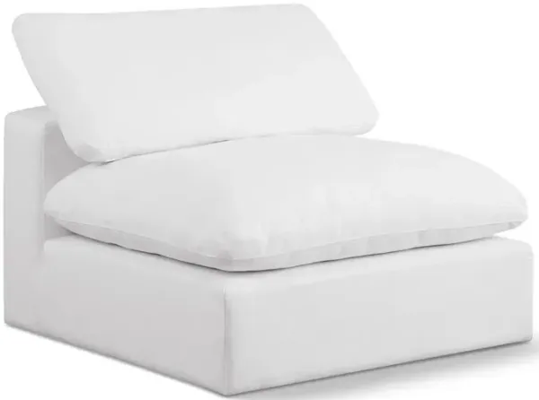 Meridian Furniture Comfy White Linen Textured Fabric Modular Armless Chair