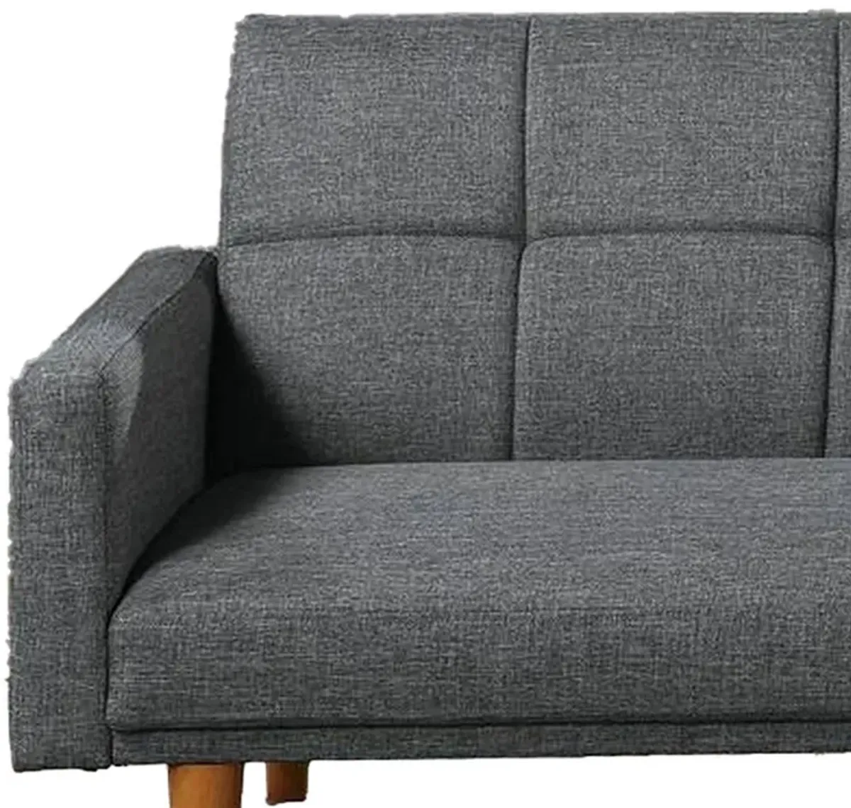 Fabric Adjustable Sofa with Square Tufted Back, Light Gray-Benzara