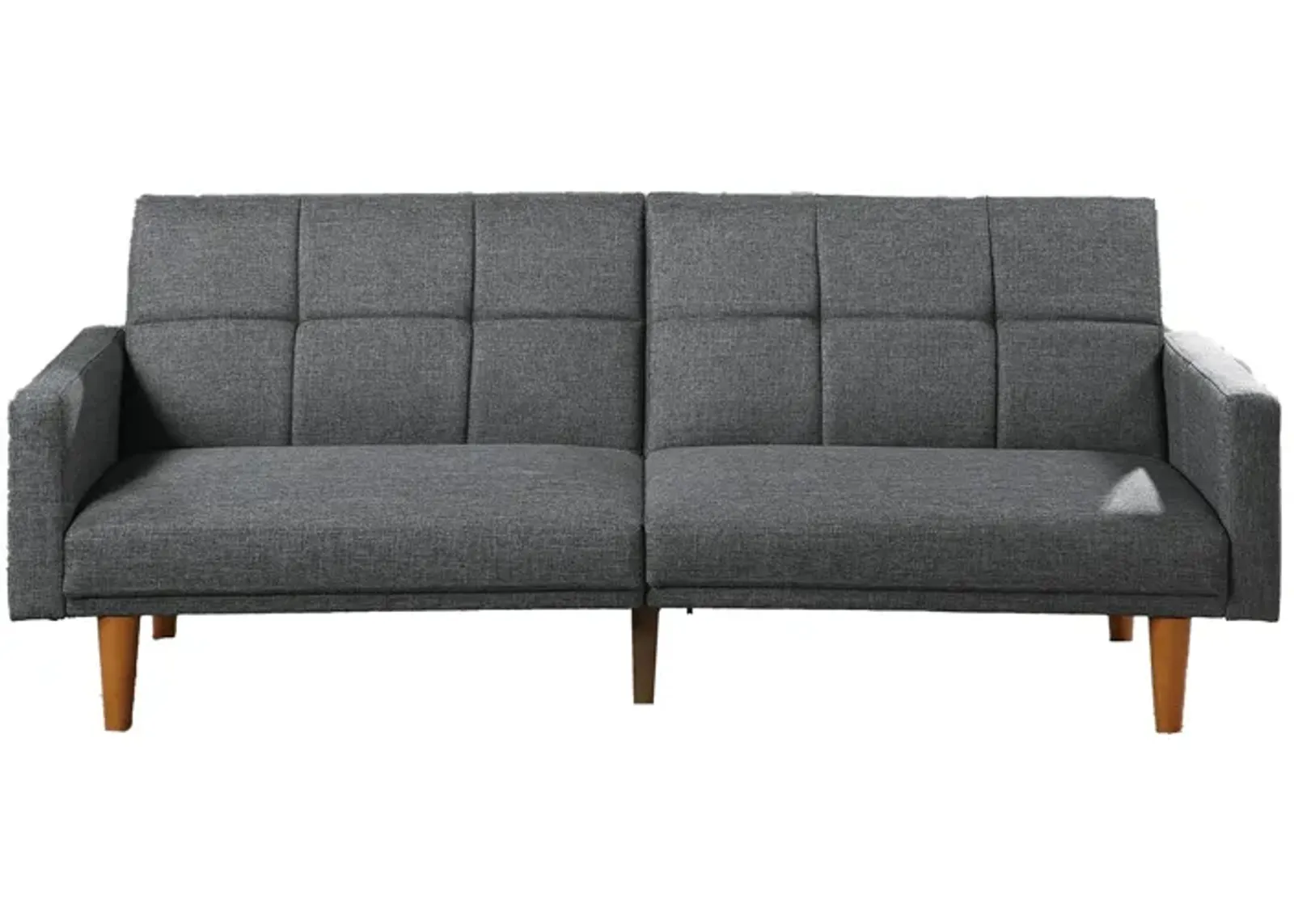 Fabric Adjustable Sofa with Square Tufted Back, Light Gray-Benzara