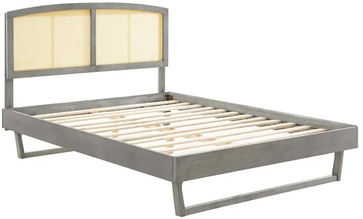 Modway - Sierra Cane and Wood Queen Platform Bed with Angular Legs