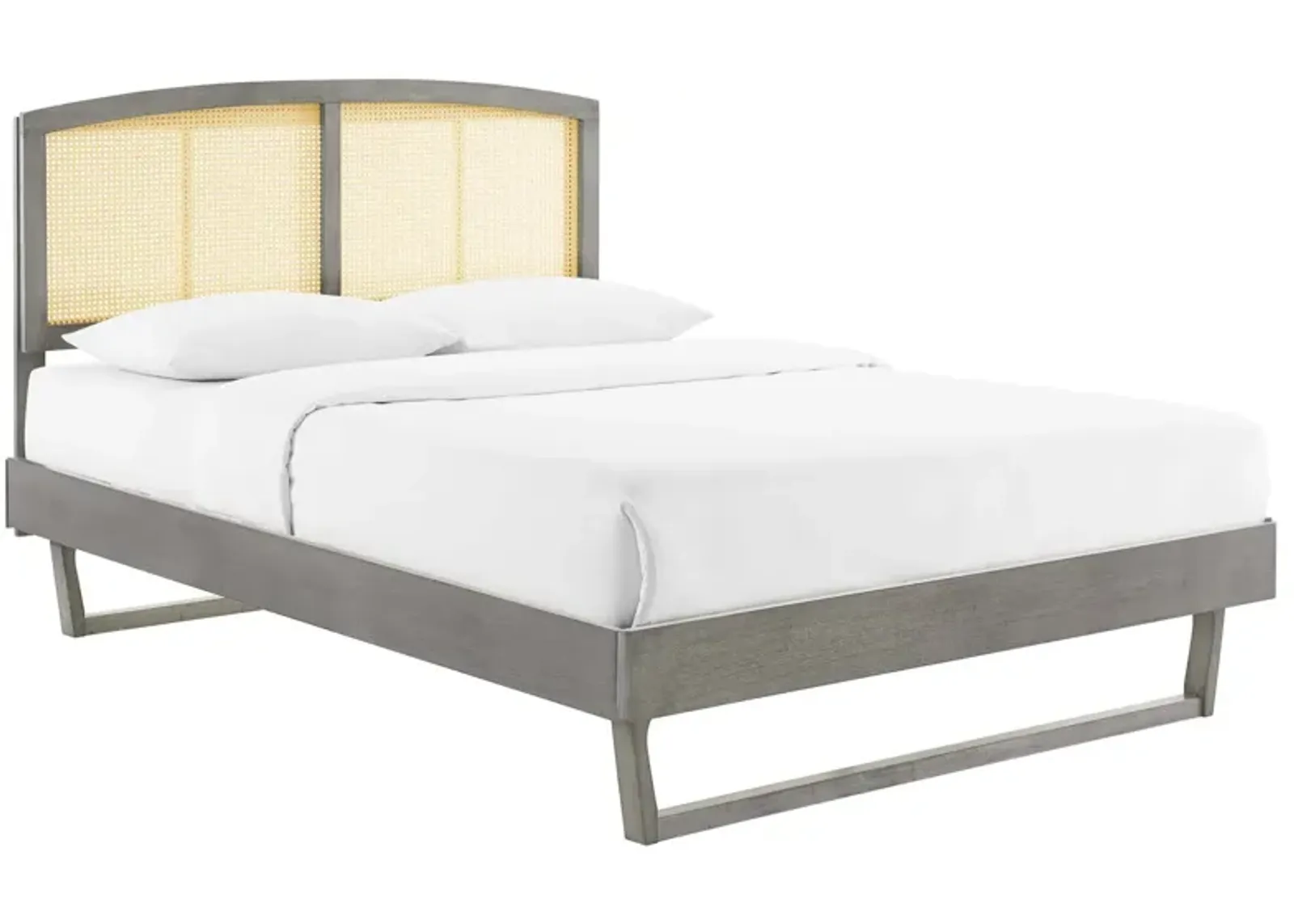 Modway - Sierra Cane and Wood Queen Platform Bed with Angular Legs