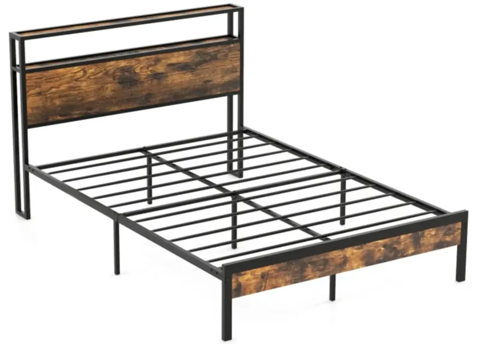 Hivvago Twin/Full/Queen Bed Frame with Storage Headboard and Charging Station