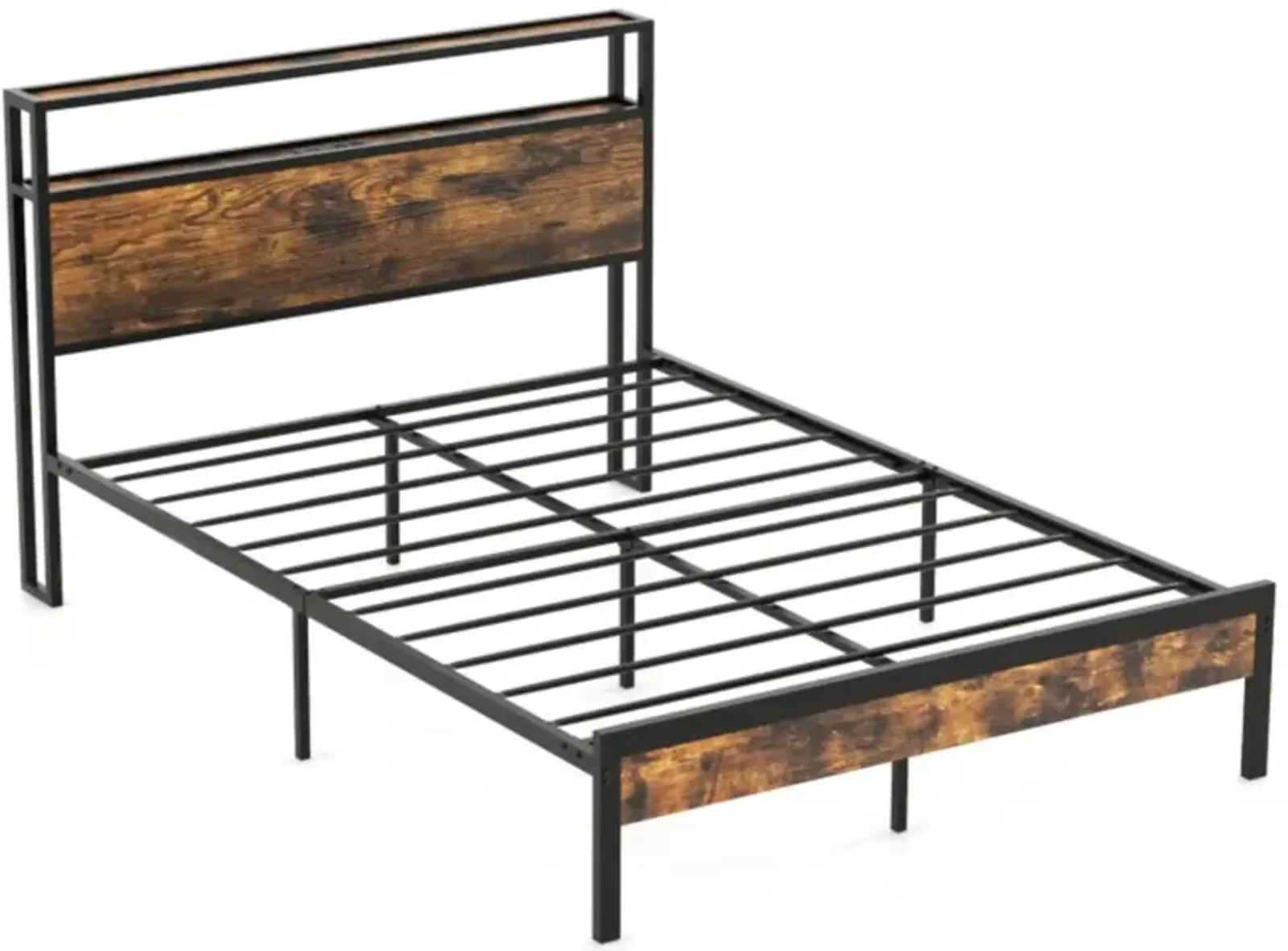 Hivvago Twin/Full/Queen Bed Frame with Storage Headboard and Charging Station