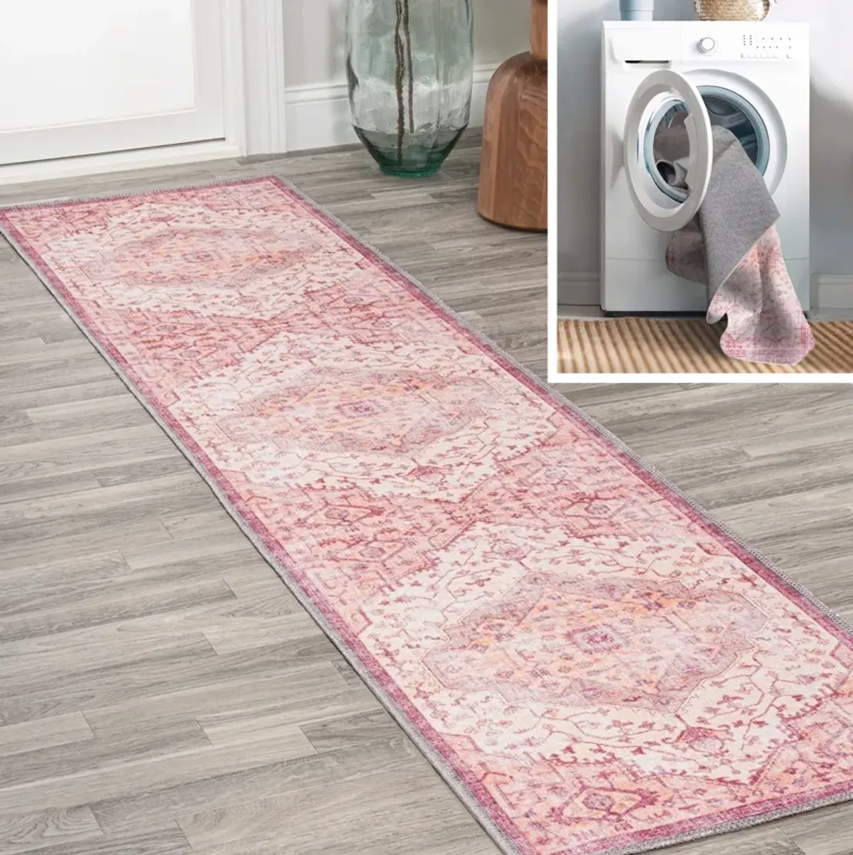 Alacati Ogee Medallion Washable Indoor/Outdoor Area Rug