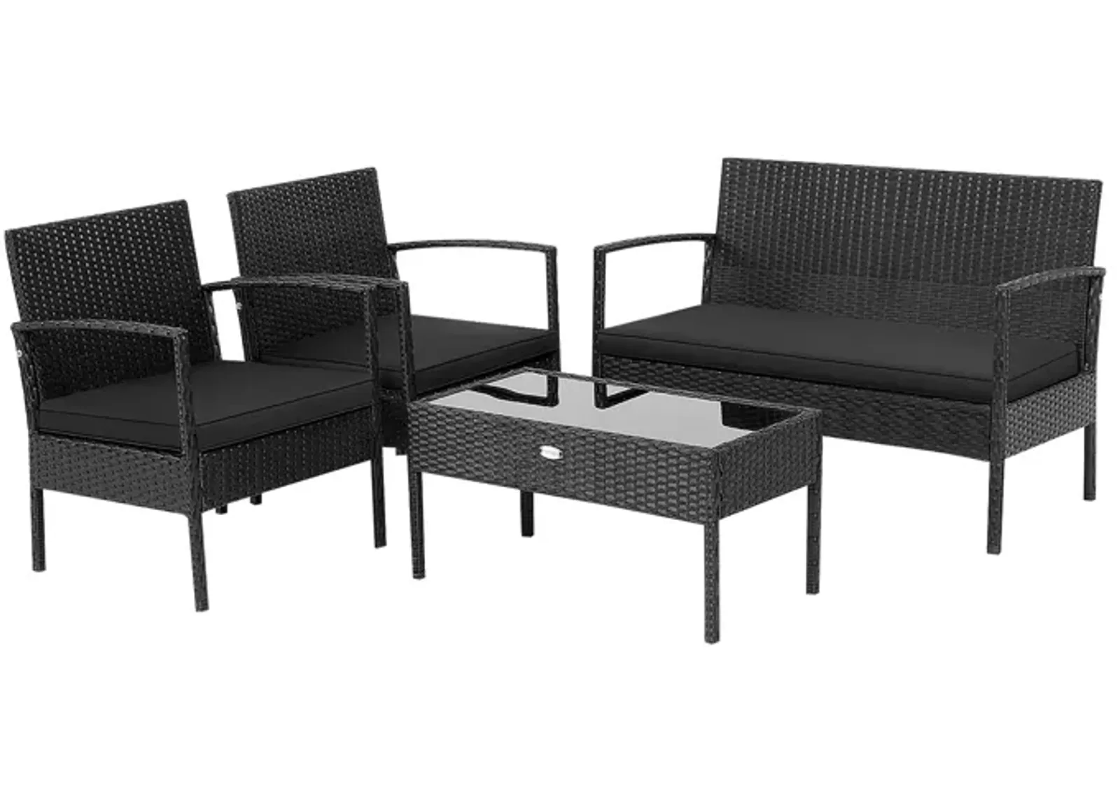 4 Pieces Patio Rattan Furniture Set with Cushion