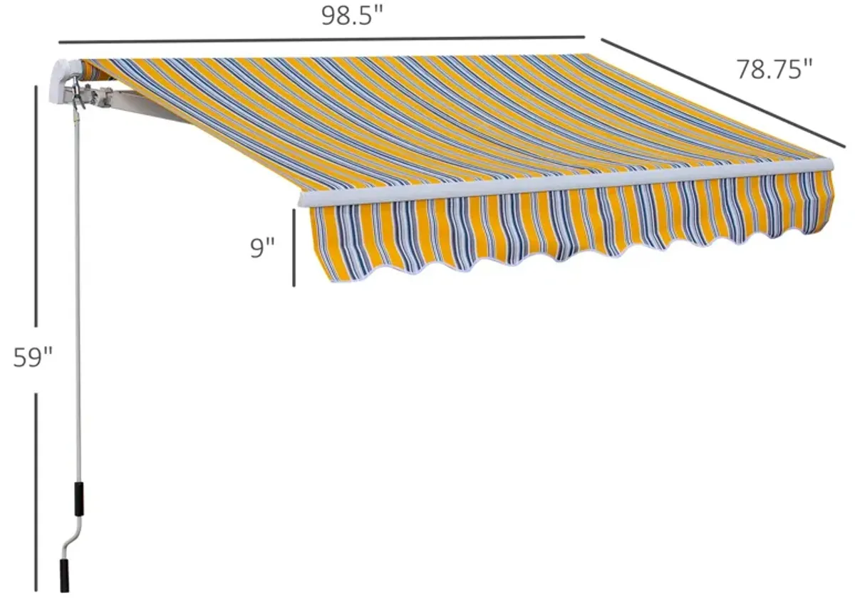 Mixed Color Shade: 8'x7' Manual Retractable Patio Sun Awning