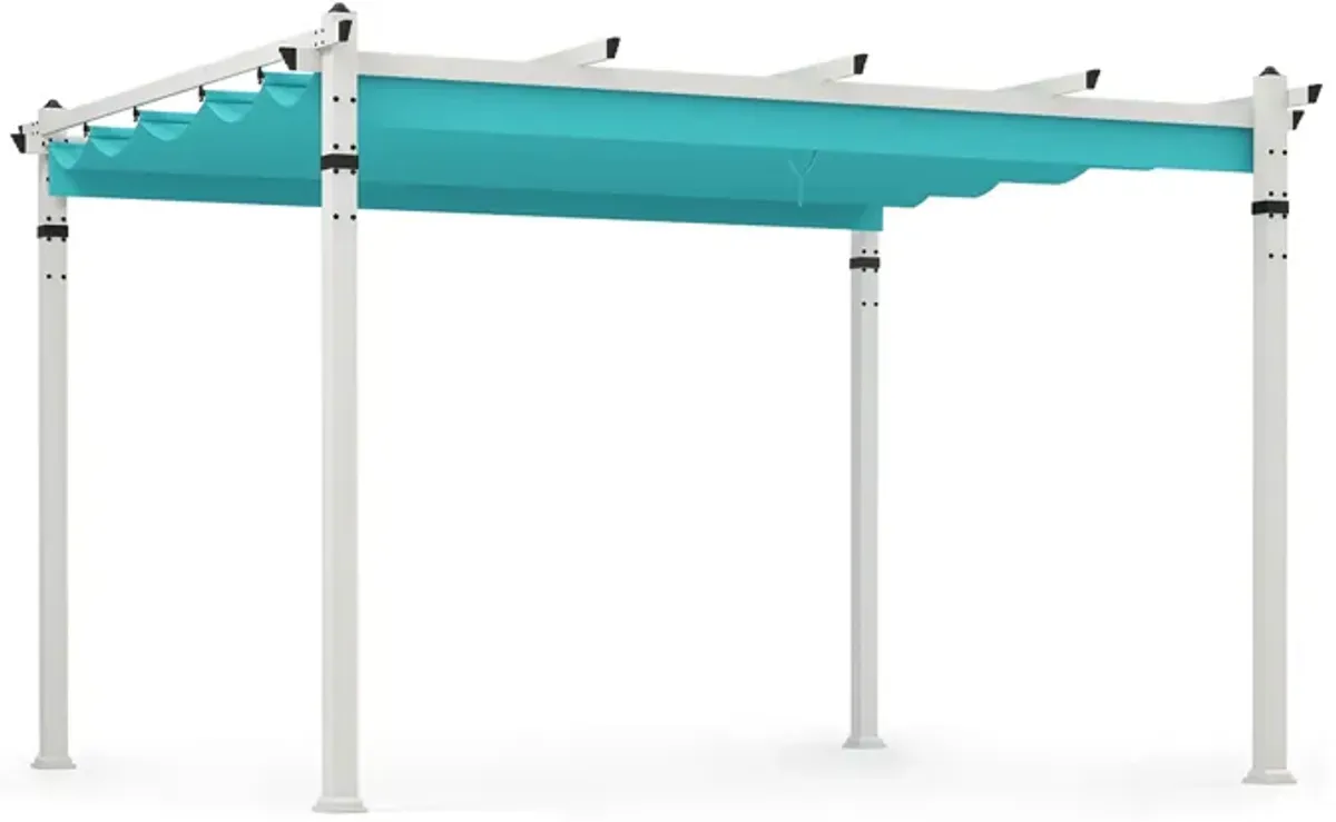 Outdoor Pergola with Retractable Canopy and Aluminum Frame