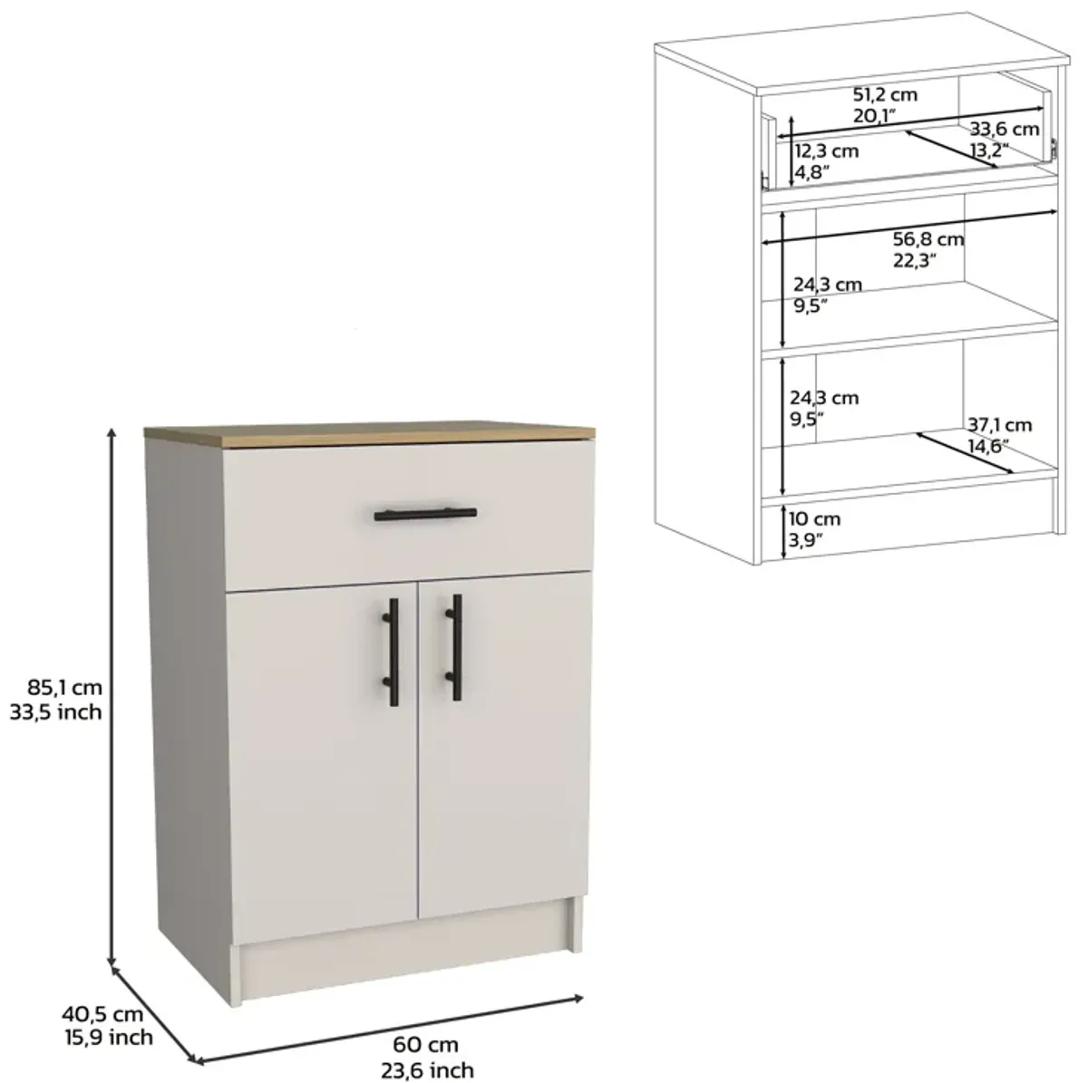 DEPOT E-SHOP Sevilla Bathroom Vanity with Single Door Cabinet, White