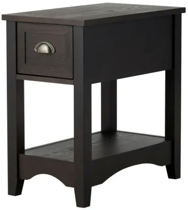 2 Pieces Retro Narrow Tiered End Table with Drawer and Storing Shelf