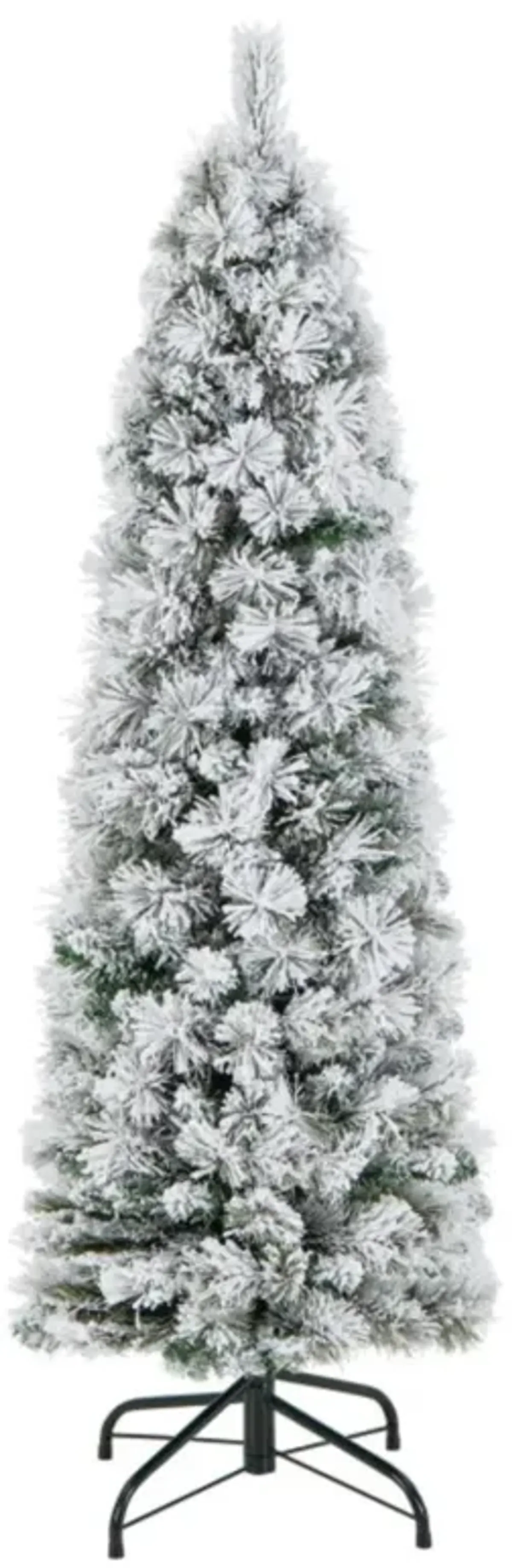 Hivvago 4.5/6/7 Feet Christmas Tree with 258 Branch Tips and 100 Incandescent Lights-Flocked and Slim