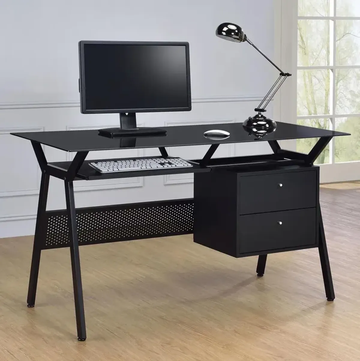 Weaving 2-drawer Computer Desk Black