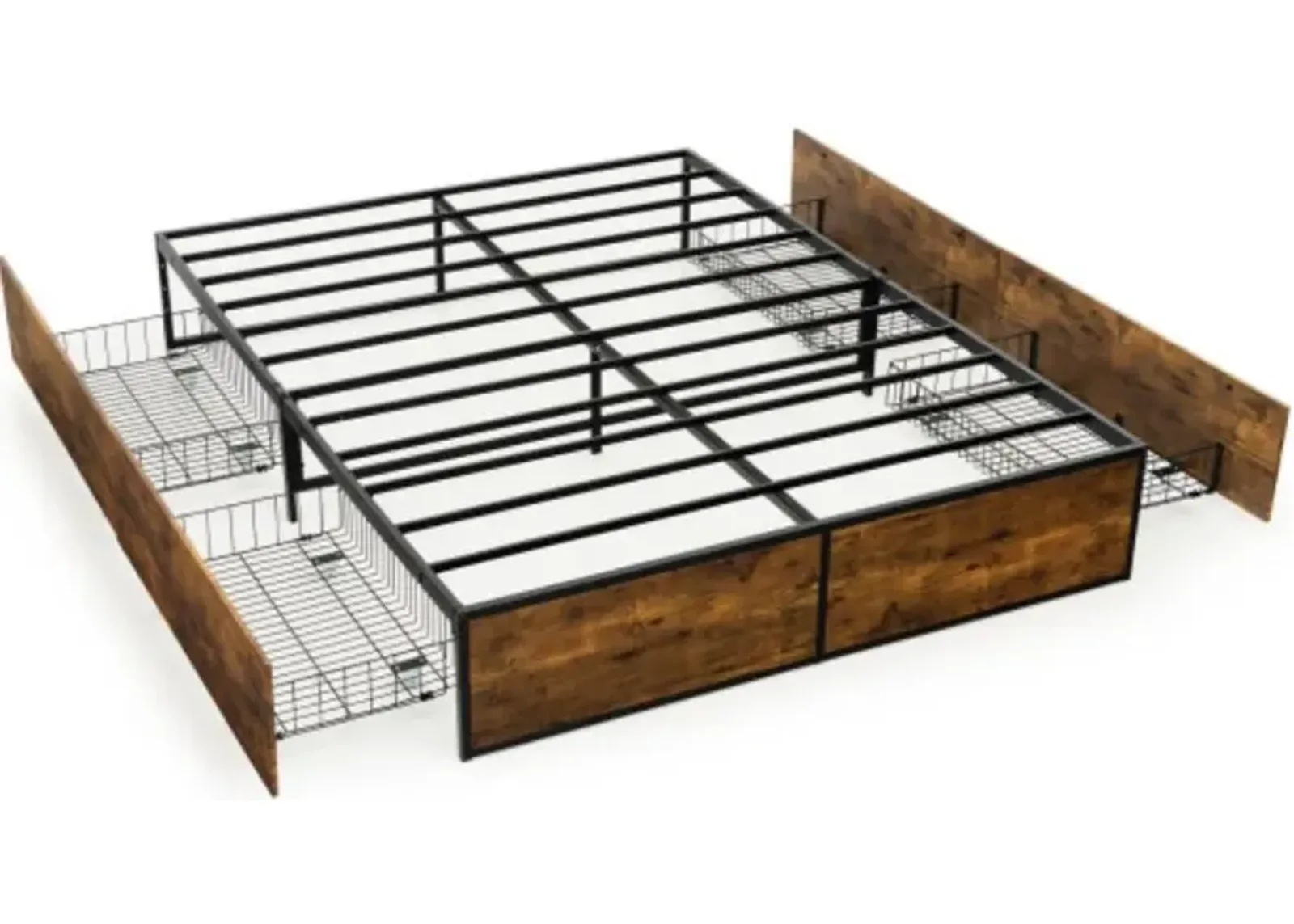 Metal Bed Frame with 4 Drawers-Full Size