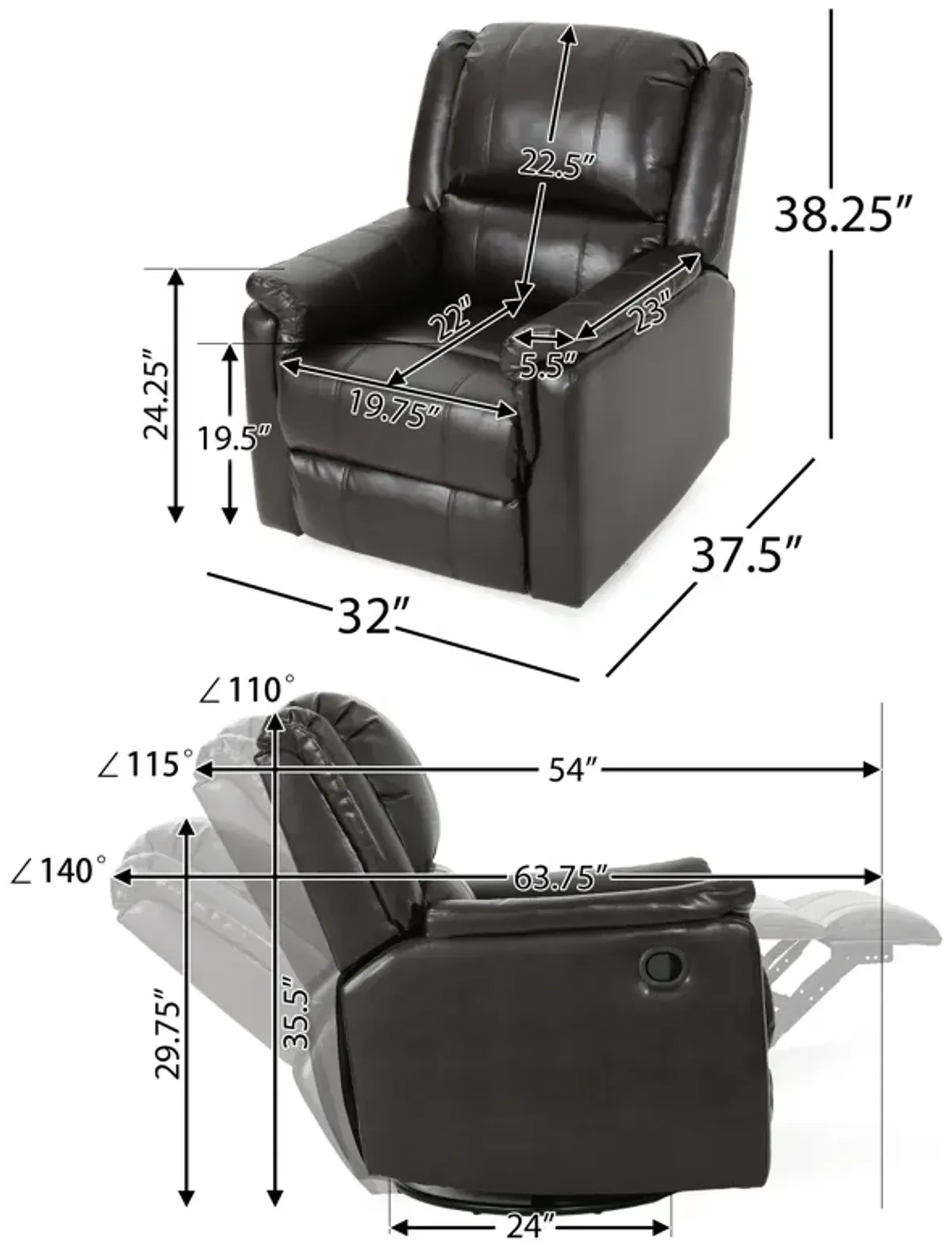 Merax  Manual Reclining Chair with Swivel