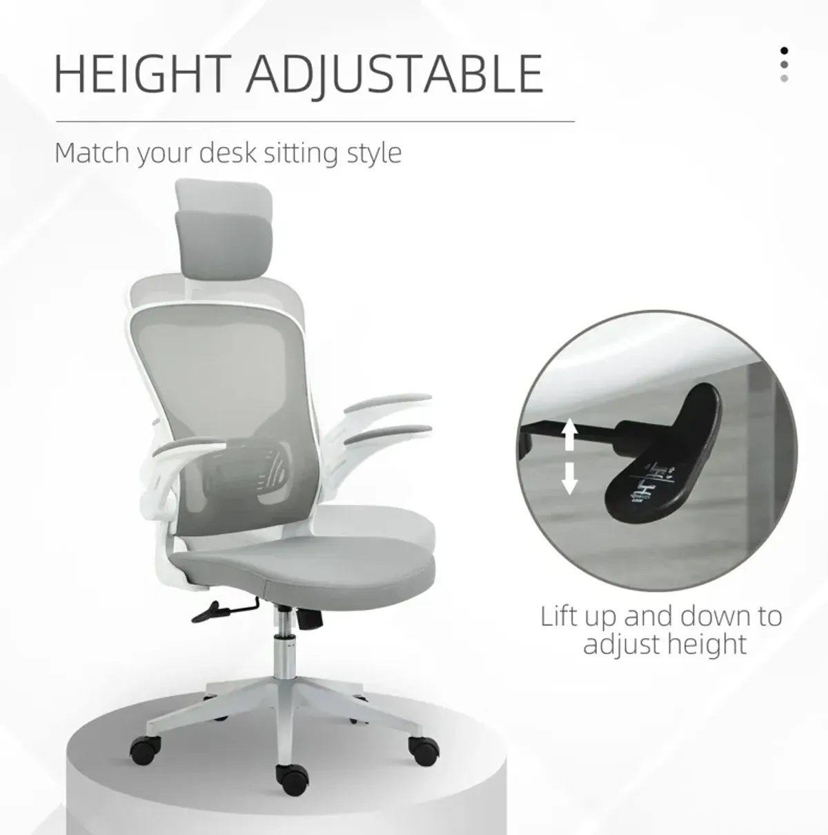 Grey Ergonomic Seating: High Back Adjustable Office Chair