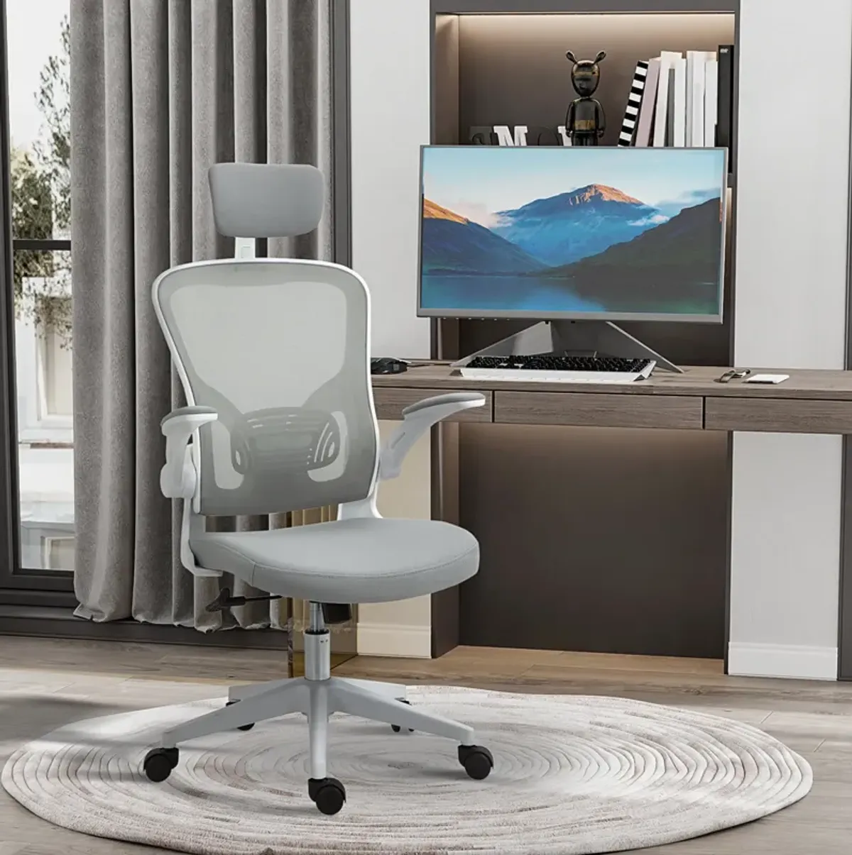 Grey Ergonomic Seating: High Back Adjustable Office Chair