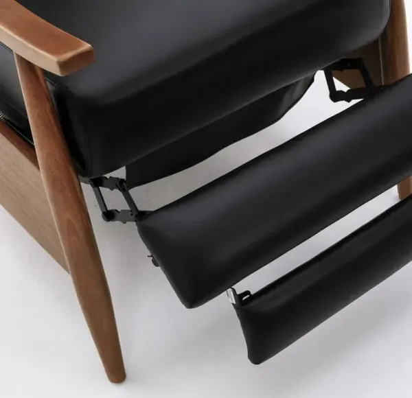 Fairview Leather Wood Arm Push Back Recliner - Black