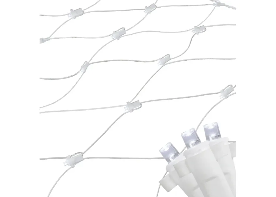 2' x 8' Pure White LED Wide Angle Net Style Column Wrap Christmas Lights  White Wire